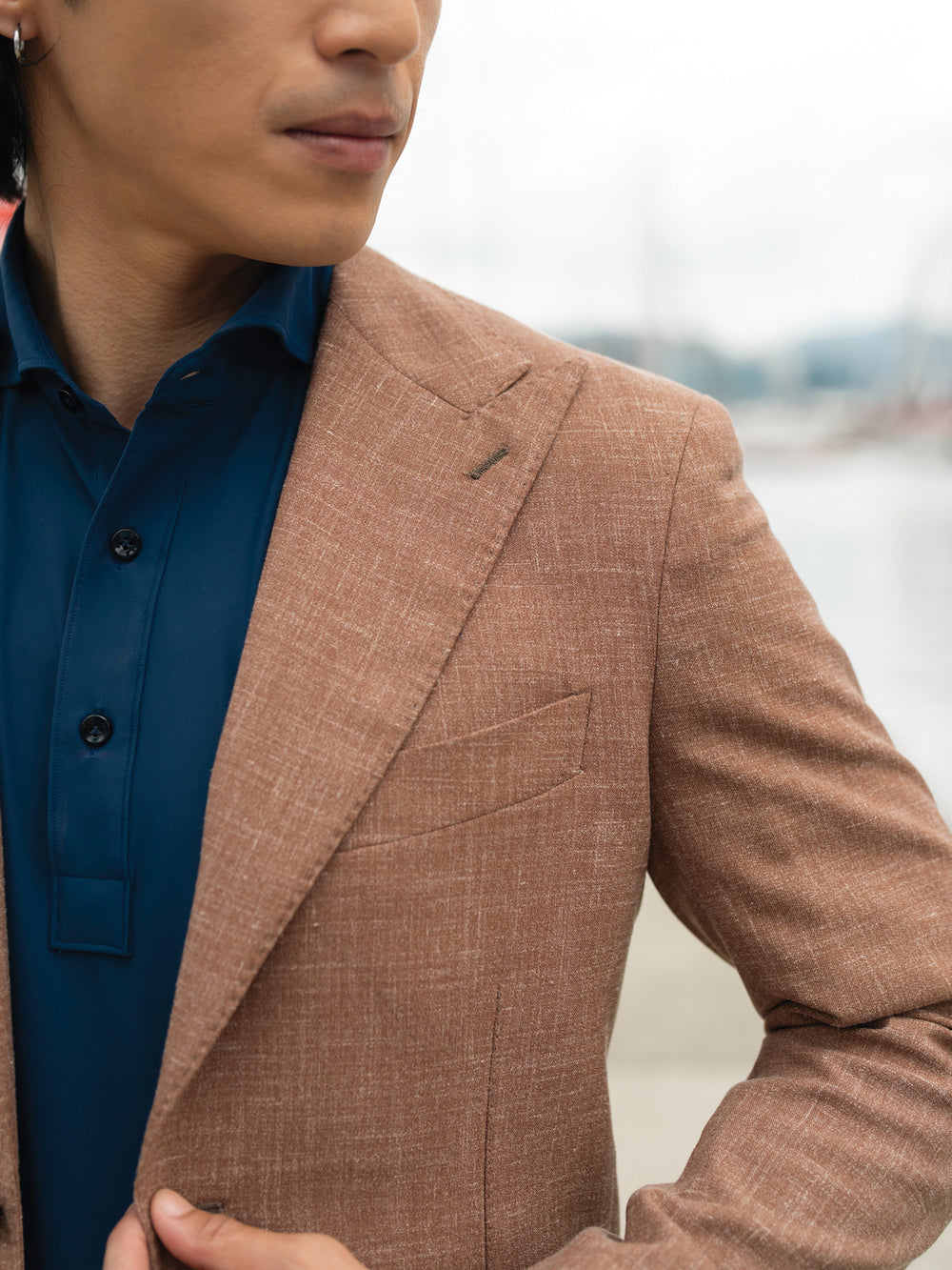 Brown Wool Linen and Silk Blazer