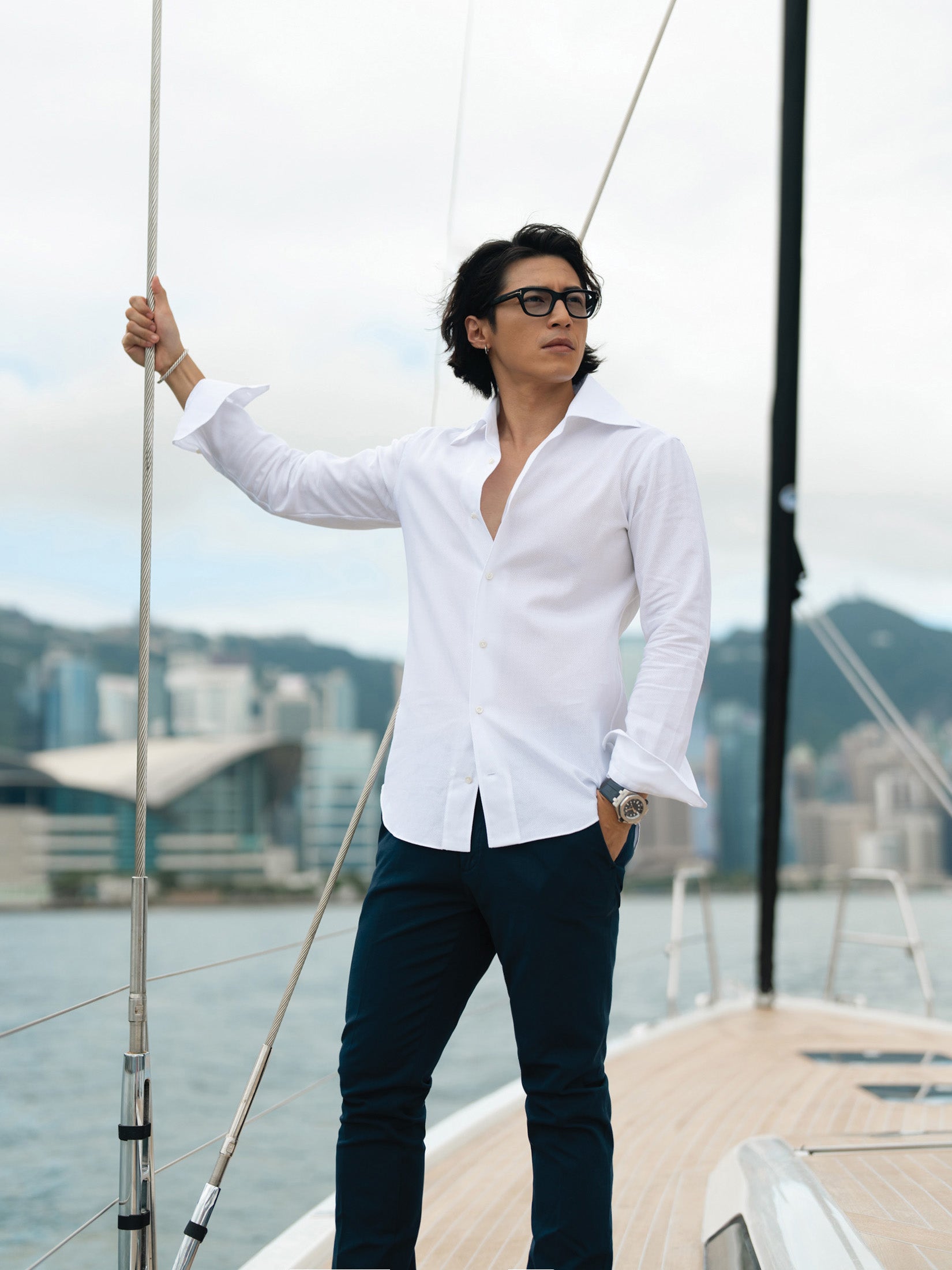 one piece dress shirt Light Blue One Piece Collar Shirt