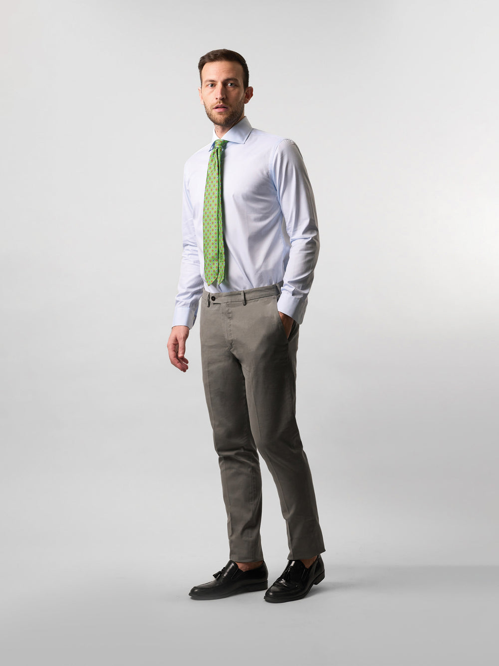Grey Cotton and Silk Trousers