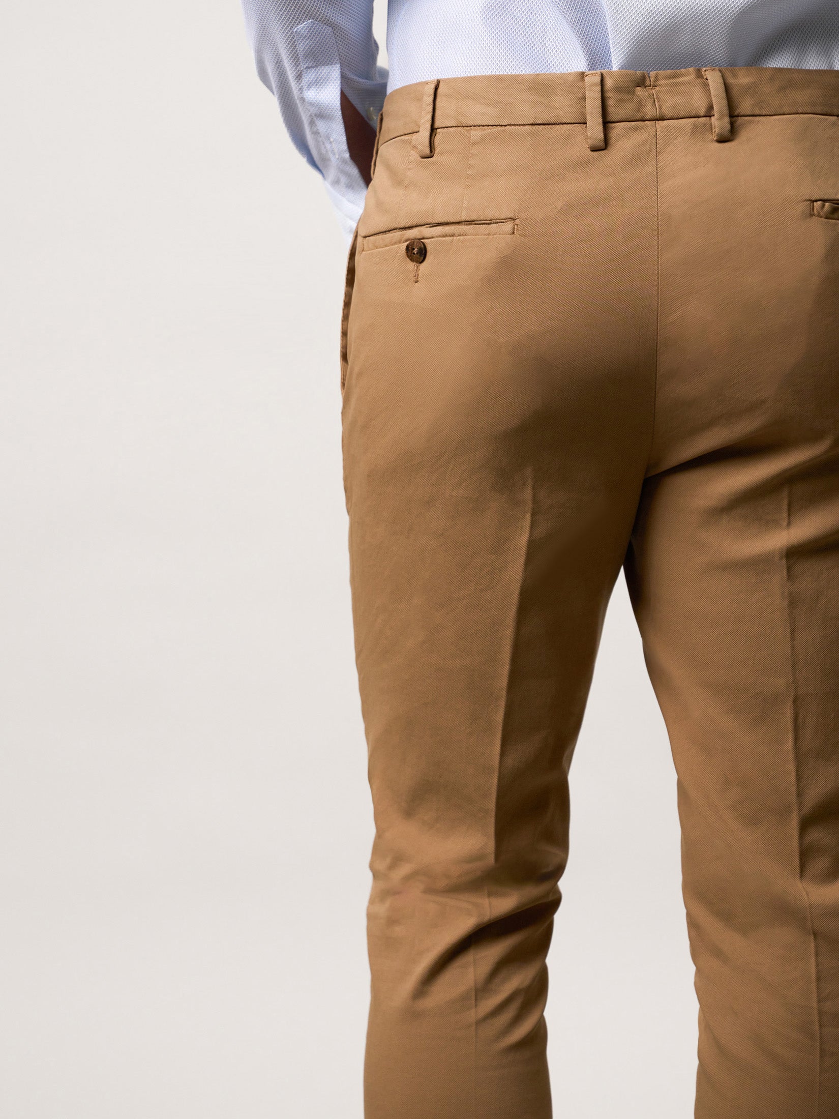 Light Brown Cotton and Silk Trousers