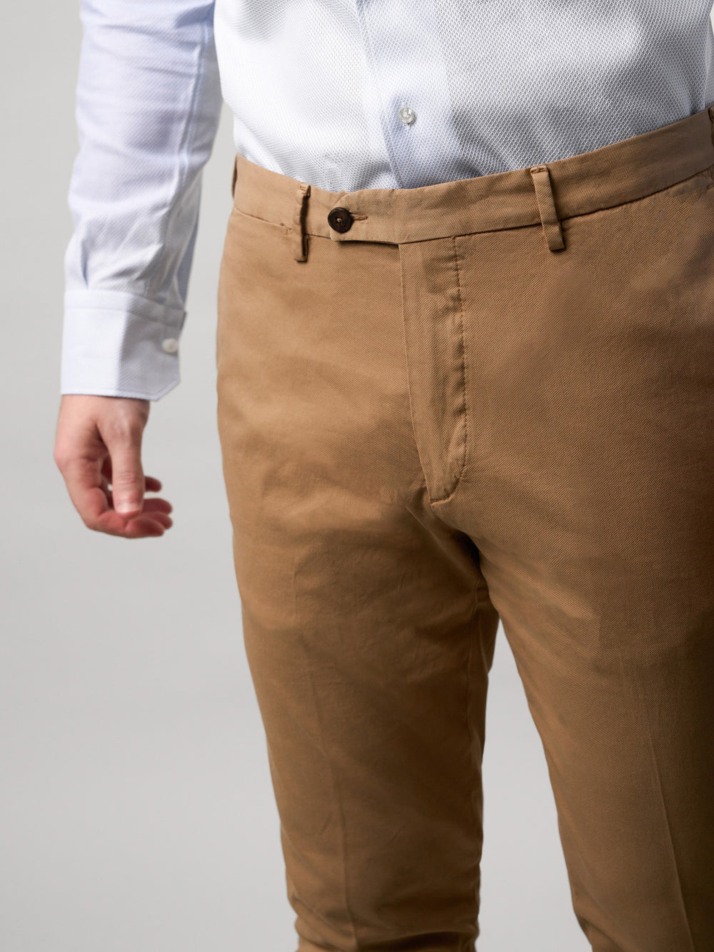 Light Brown Cotton and Silk Trousers