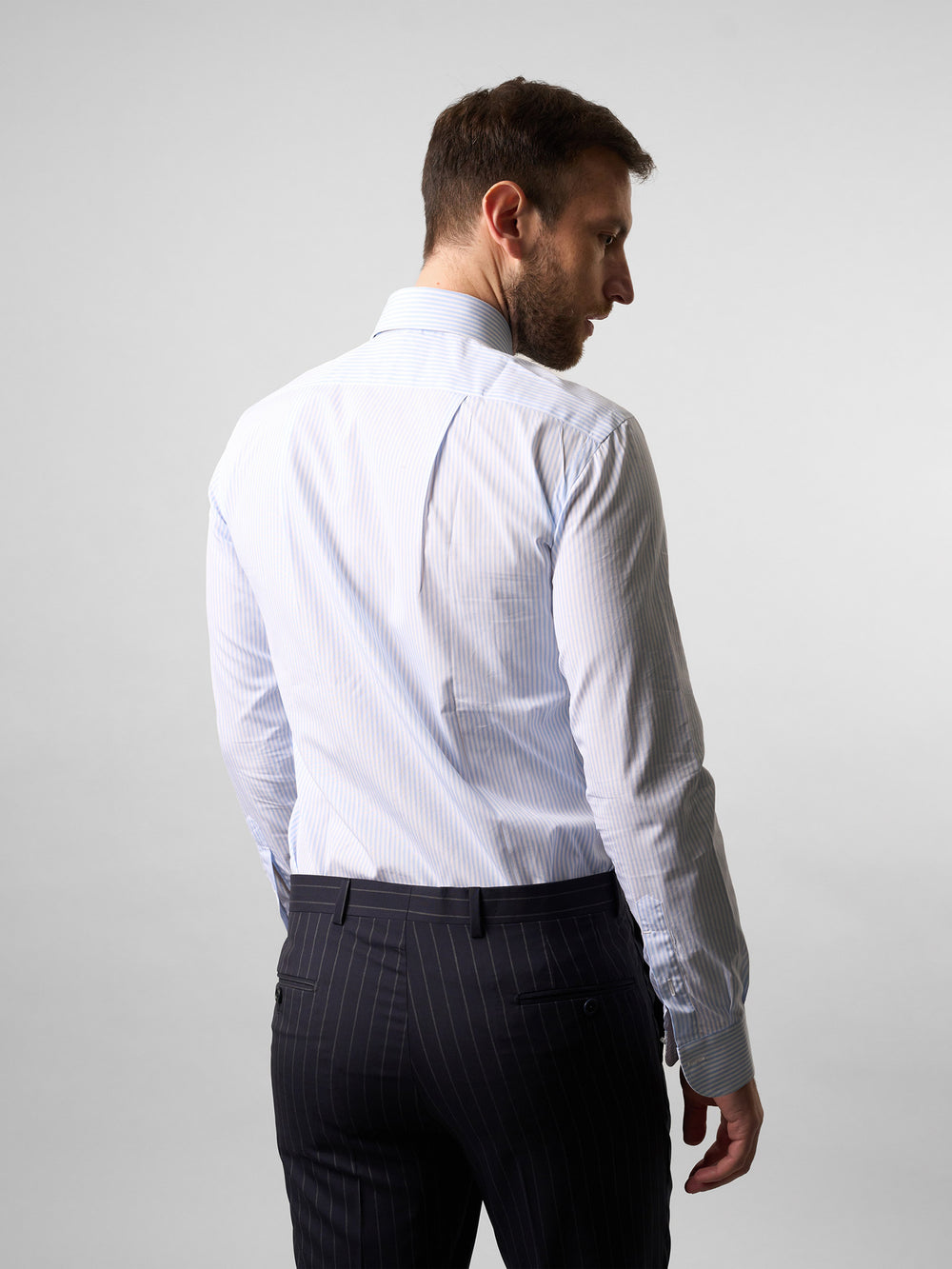 Formal Stripped White/Light Blue Bastoncino Shirt