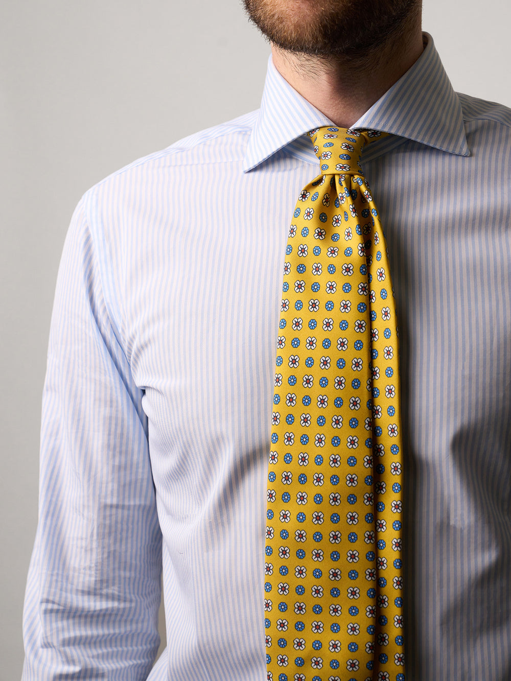 Formal Stripped White/Light Blue Bastoncino Shirt
