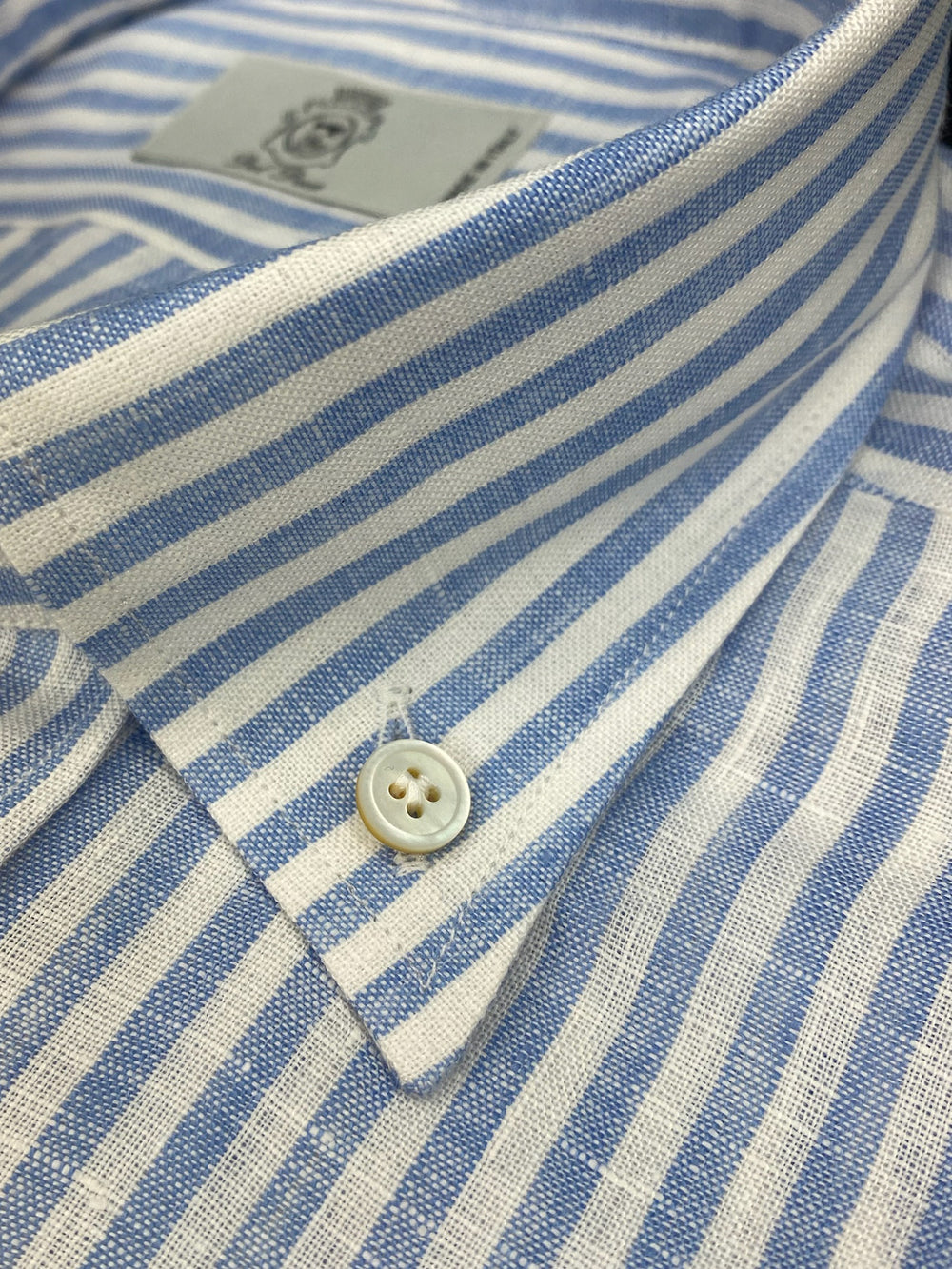 Stripped White and Light Blue Linen Shirt