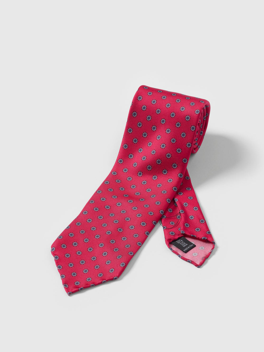 Red Geometric Pattern Handmade Silk Printed Tie