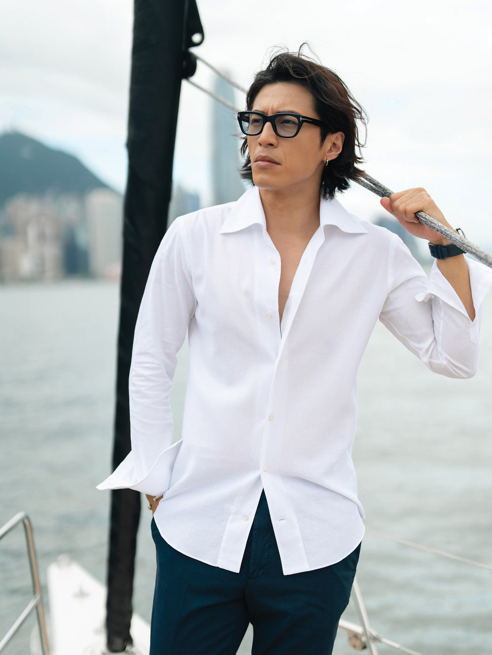 Casual White One Piece Collar Shirt