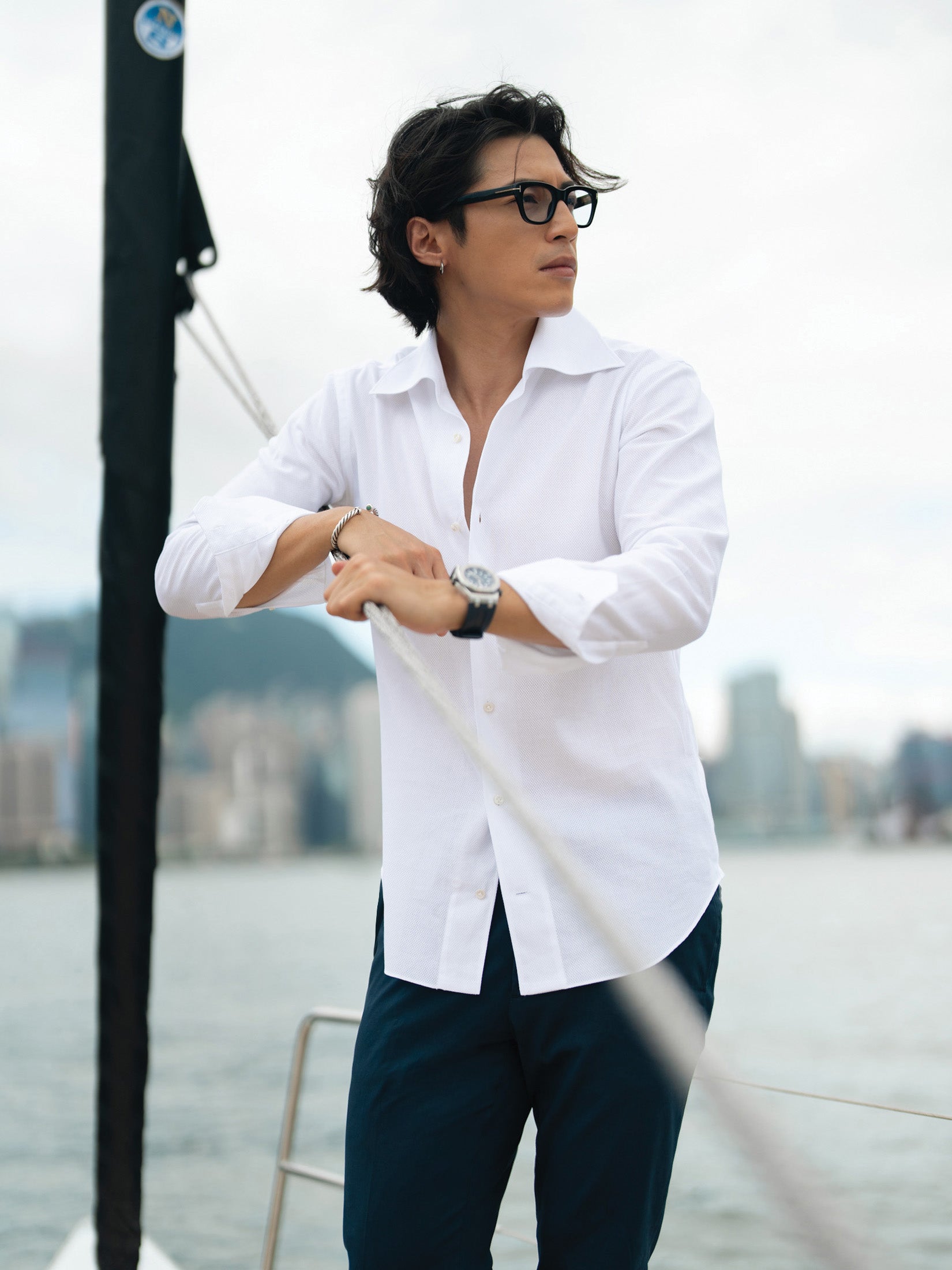 Casual White One Piece Collar Shirt