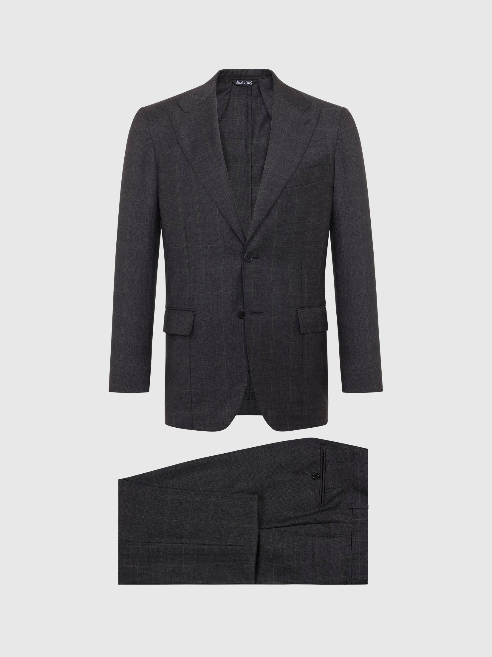 Dark Grey Light Checked Suit - Made in Italy