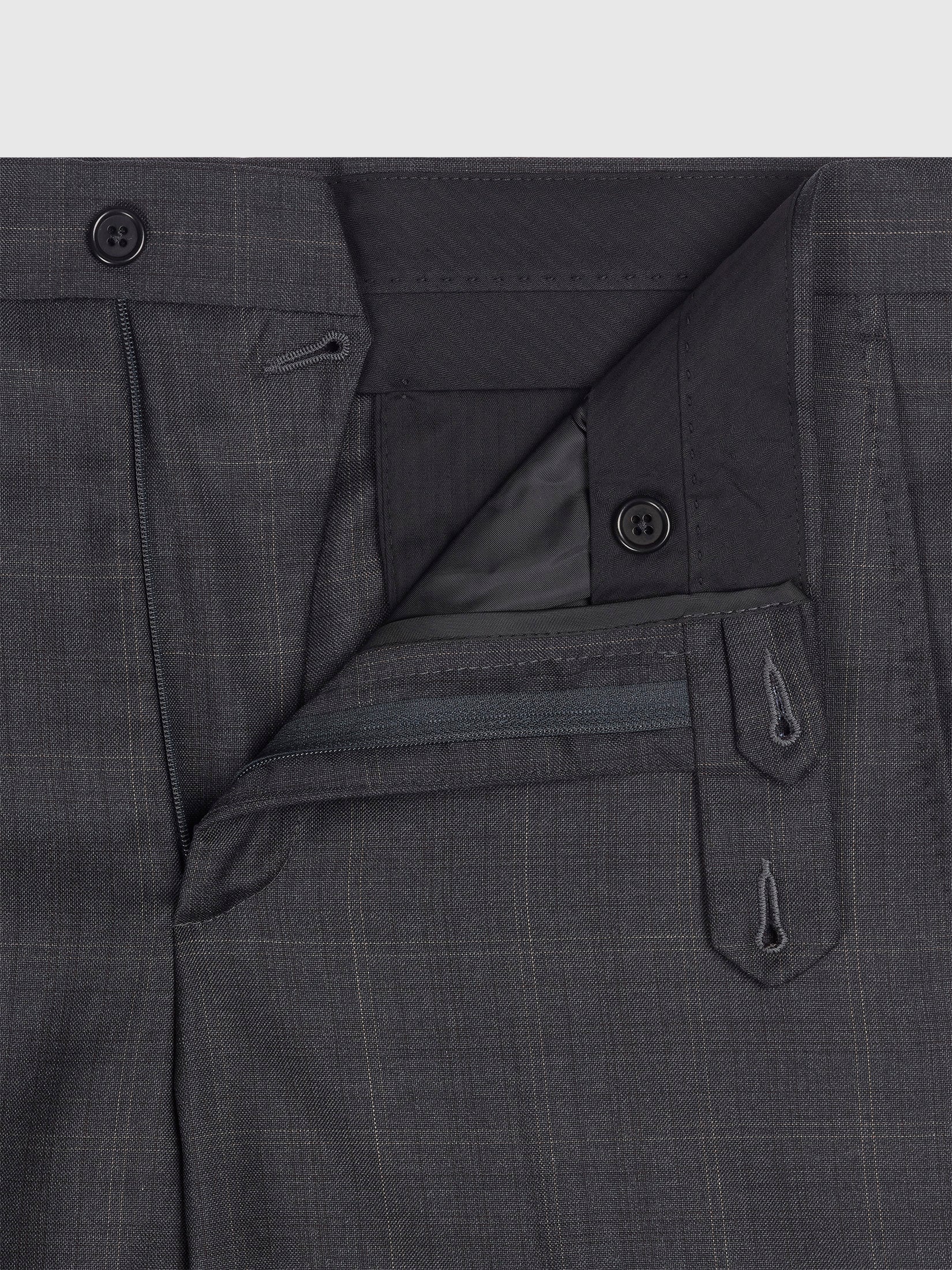 Dark Grey Light Checked Suit