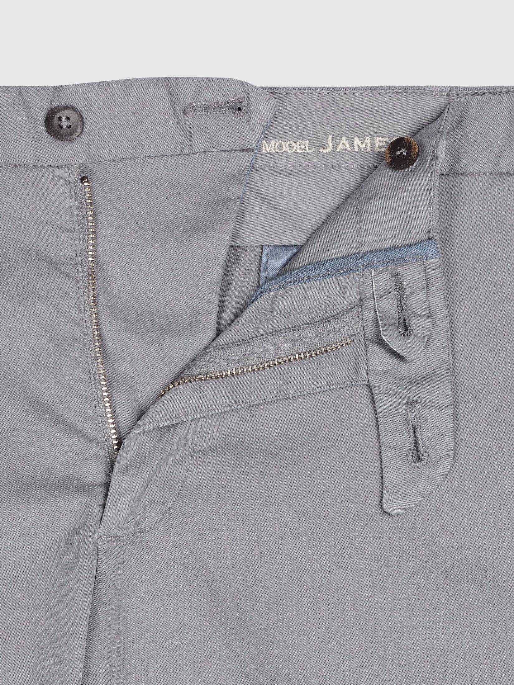 Mid Grey Pima Cotton and Silk Chino