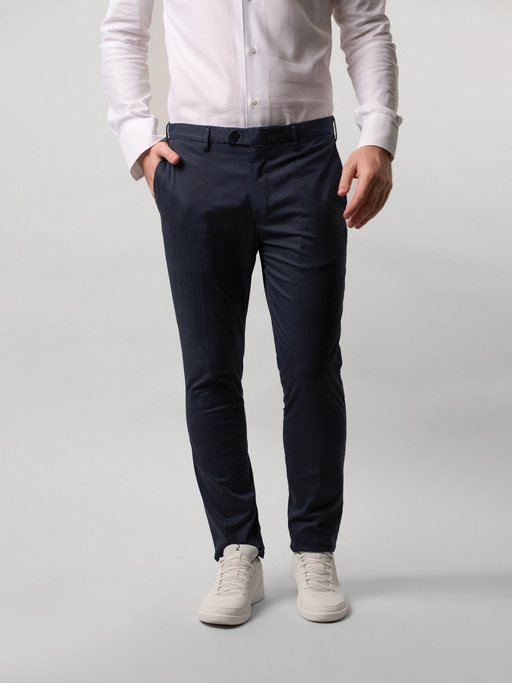 Navy Cotton and Silk Trousers