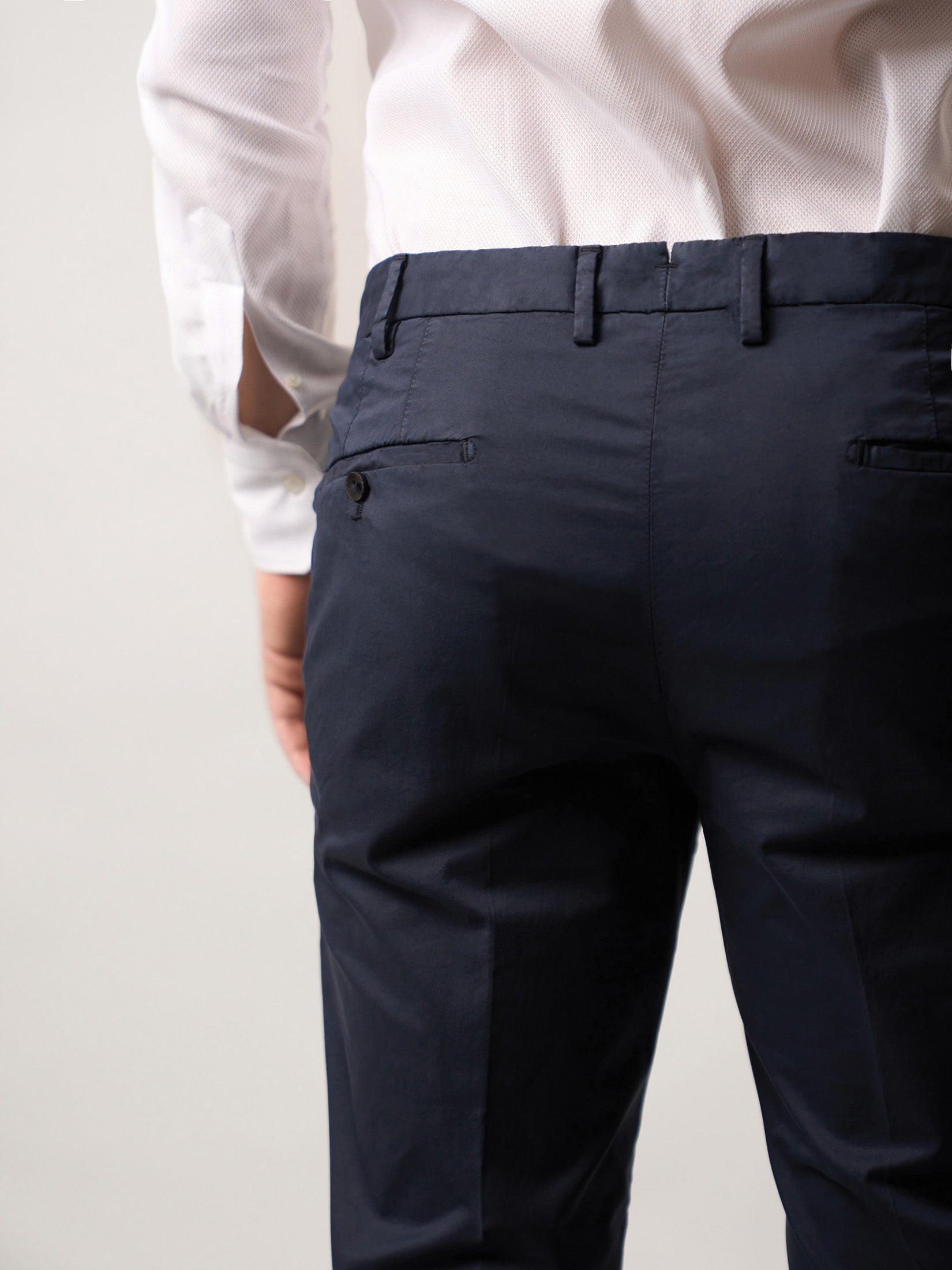 Navy Cotton and Silk Trousers