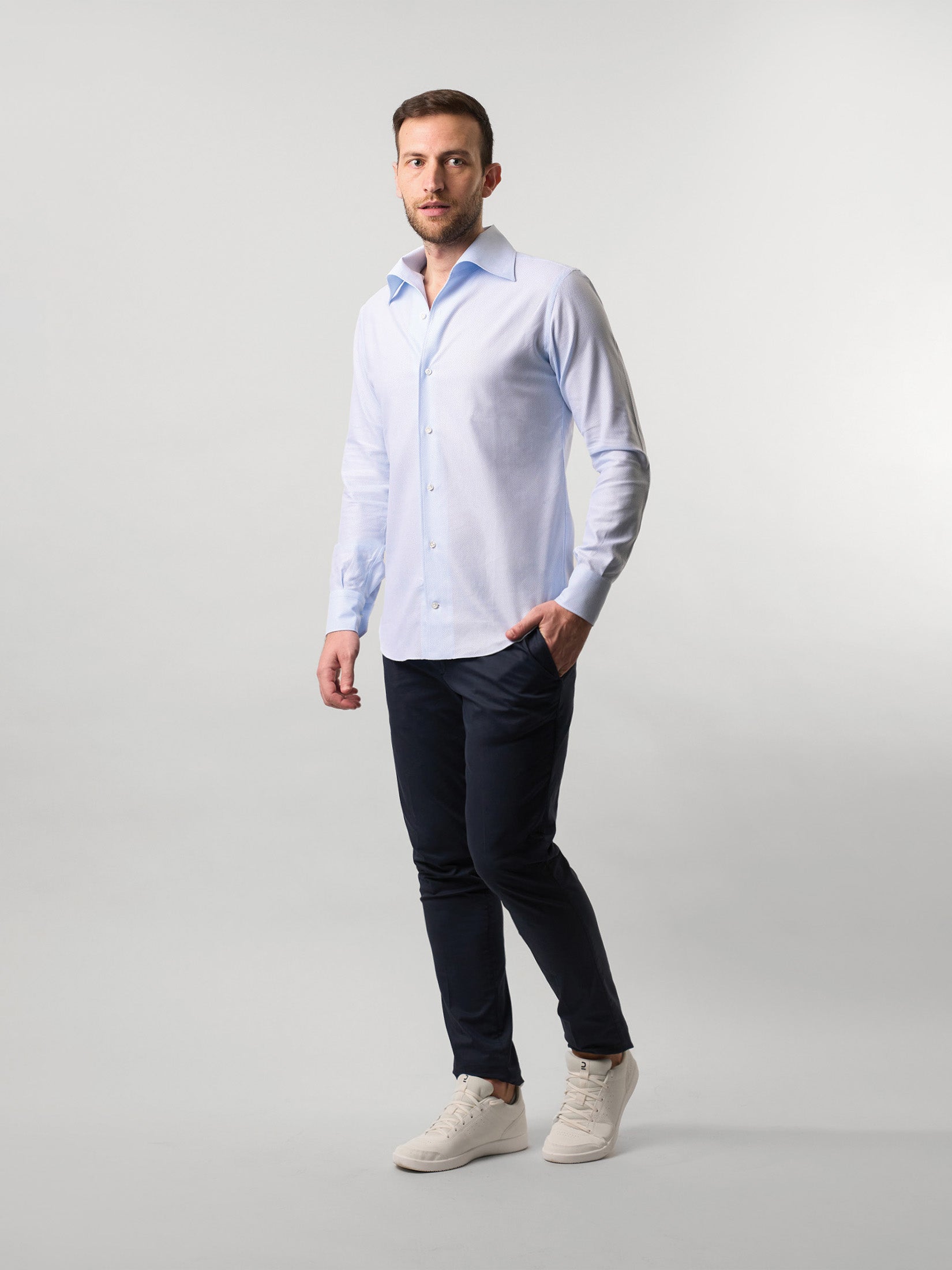 Light Blue One Piece Collar Shirt – Dal Duca