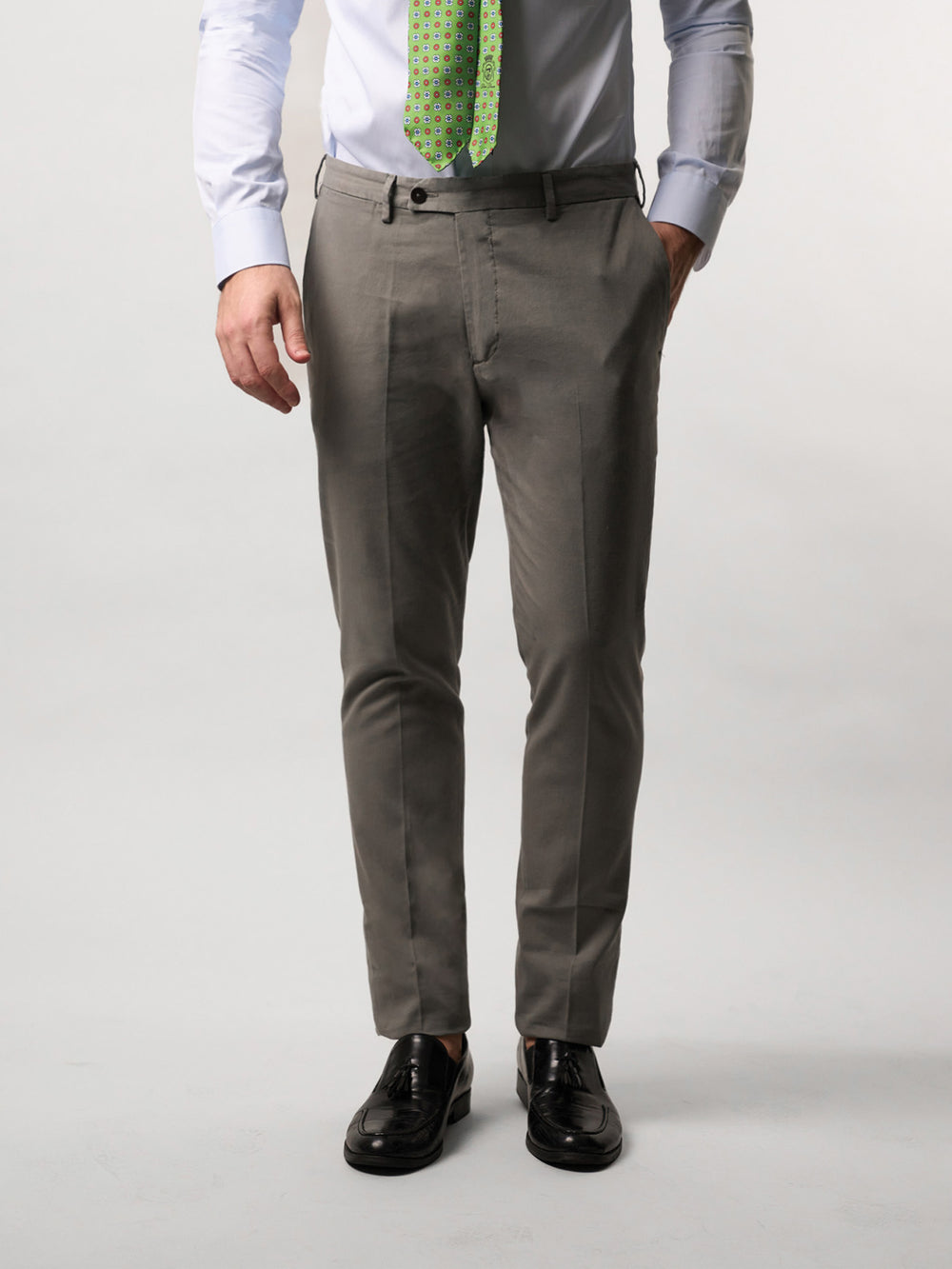 Grey Cotton and Silk Trousers