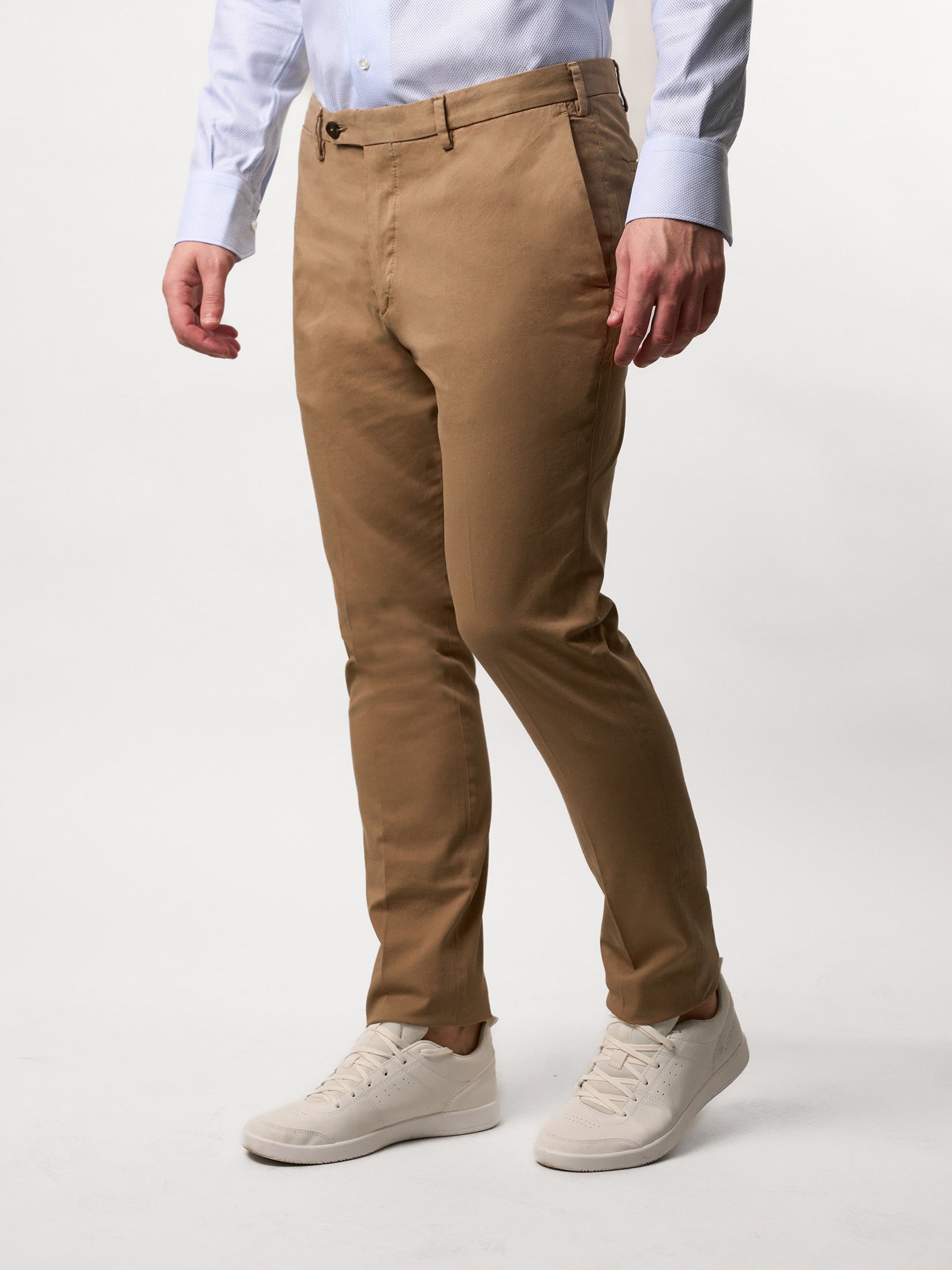 Light Brown Cotton and Silk Trousers