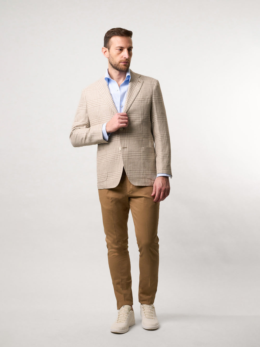 Light Brown Cotton and Silk Trousers