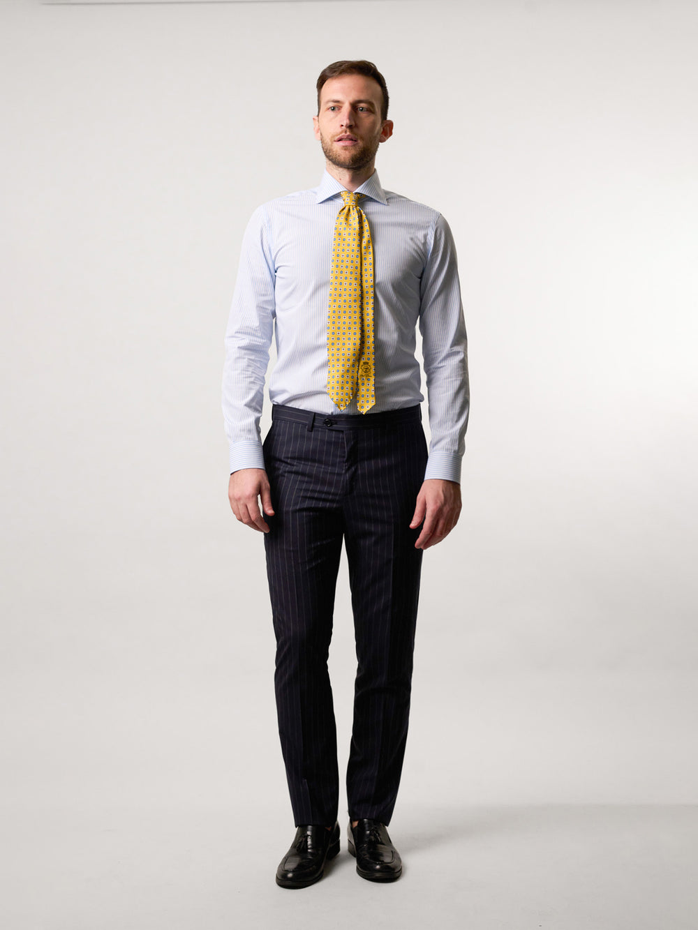 Yellow Handmade Silk Printed Tie Dal Duca Yellow Handmade Silk Printed Tie Dal Duca