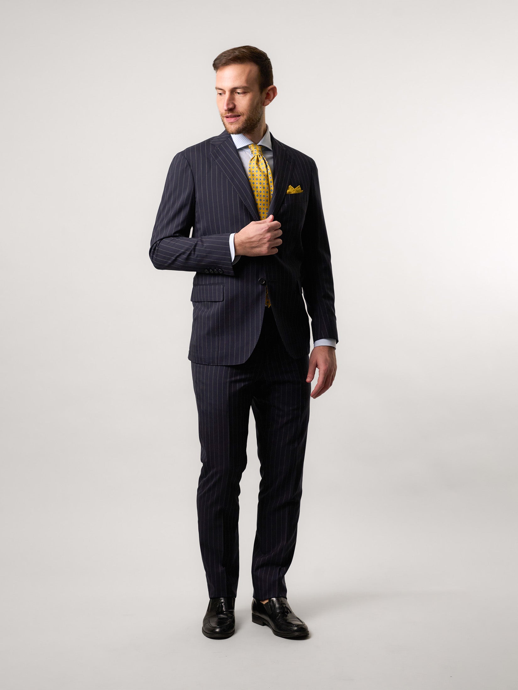 Blue Pin Striped Suit Super 160's