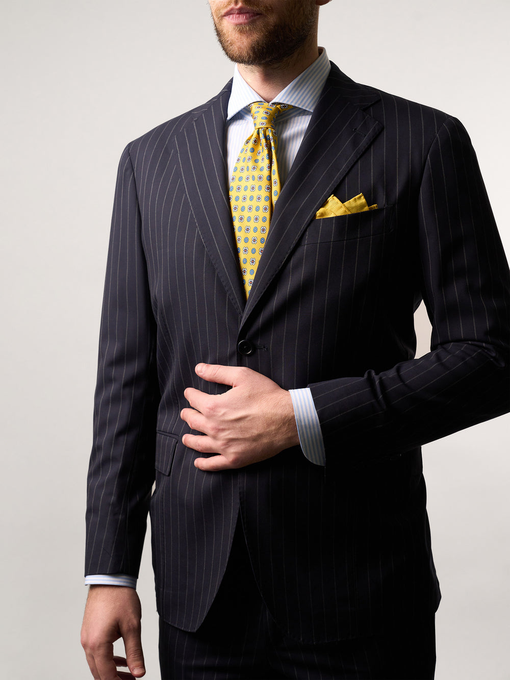 Blue Pin Striped Suit Super 160's