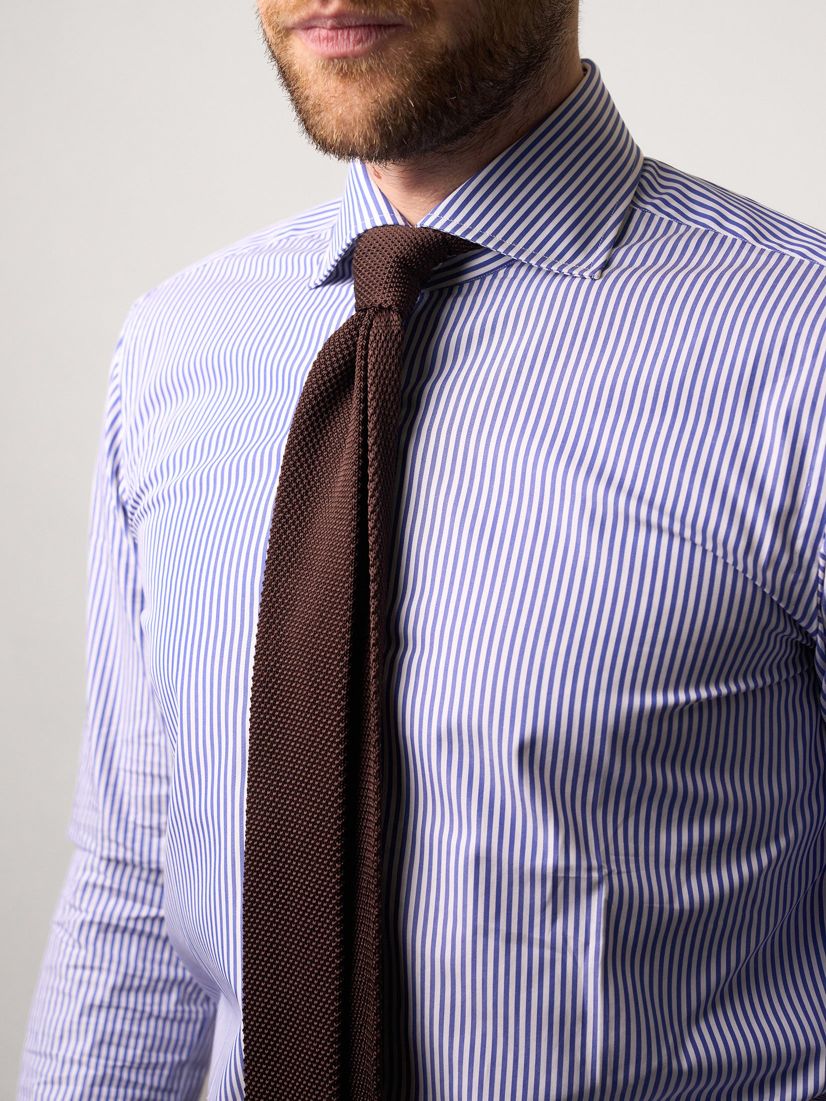 Formal Stripped White and Blue Bastoncino Shirt
