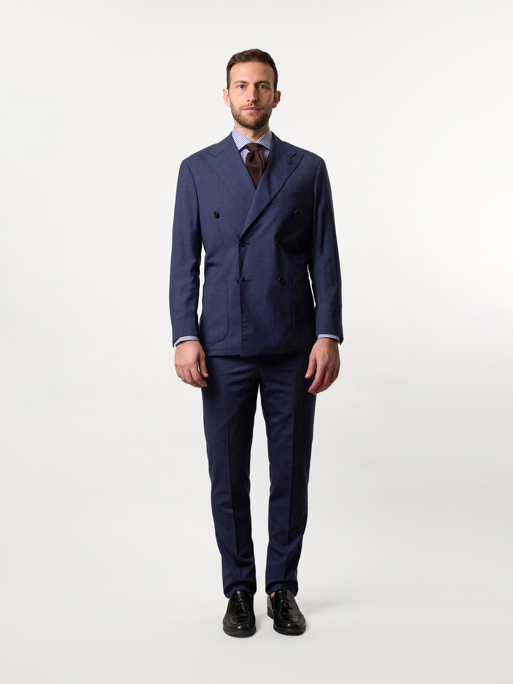Micro-Fantasy Double Breasted Royal Blue Suit Hong Kong - Made in Italy