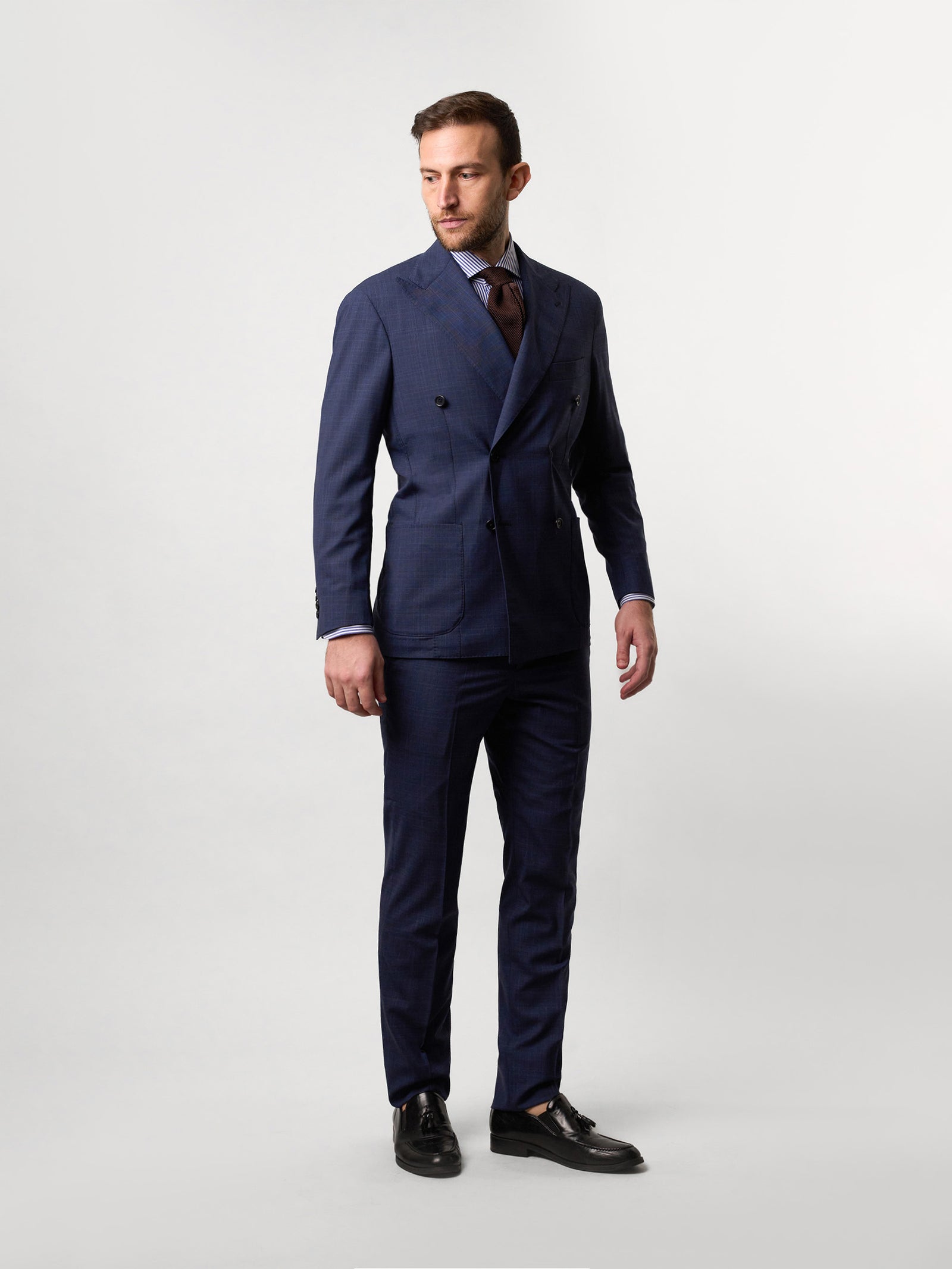 Micro-Fantasy Double Breasted Royal Blue Suit Hong Kong - Made in Italy