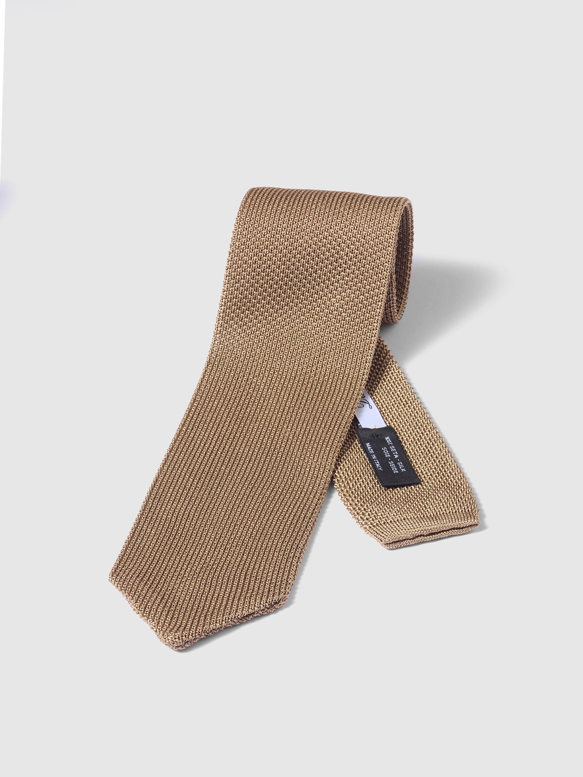 Taupe Knitted Point Tie 100% Silk