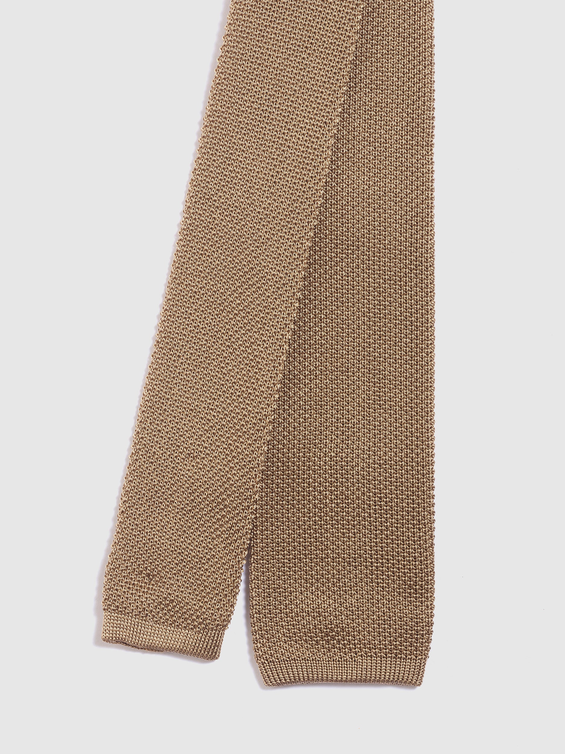 Taupe Knitted Flat Tie 100% Silk