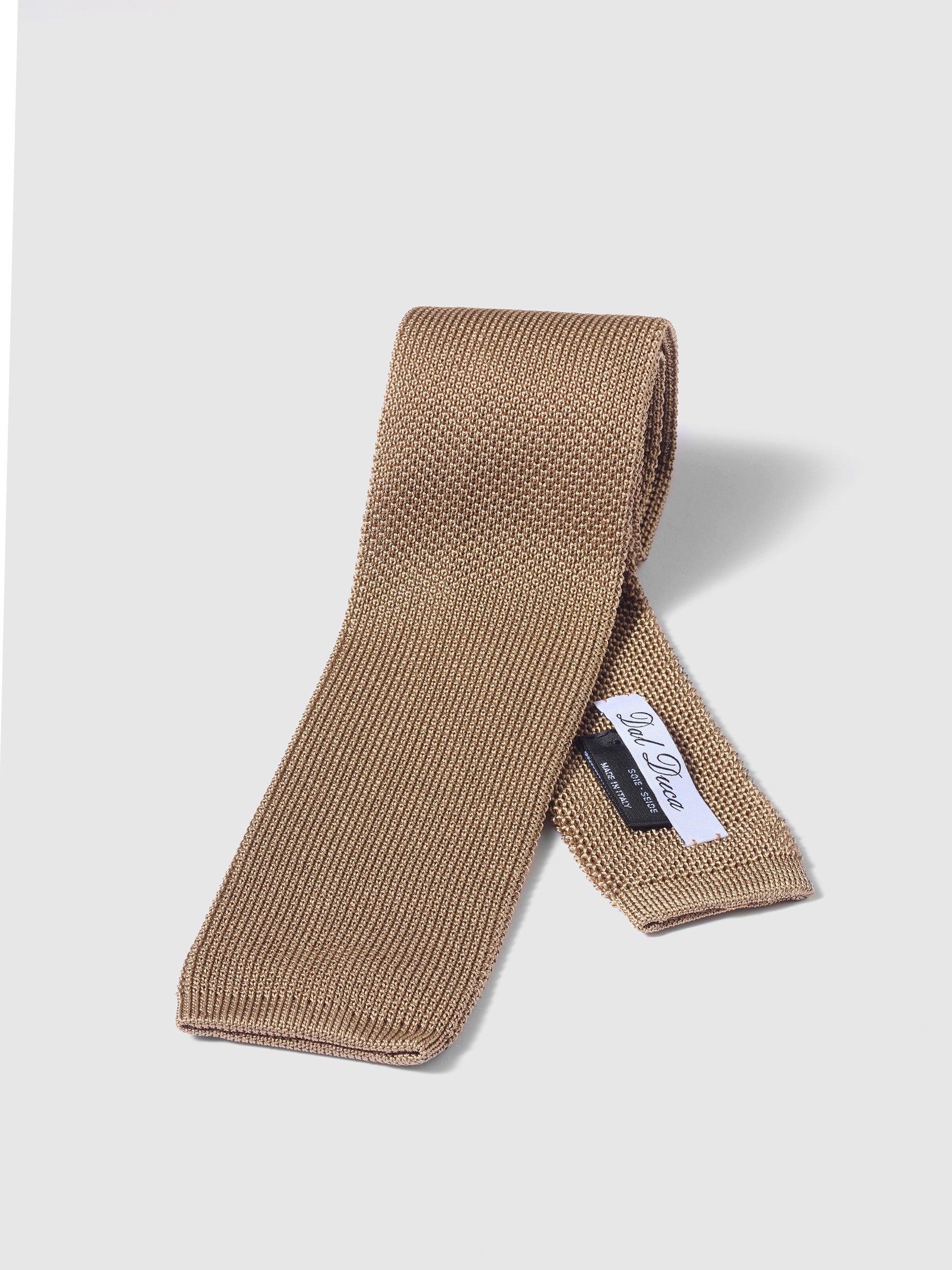 Taupe Knitted Flat Tie 100% Silk