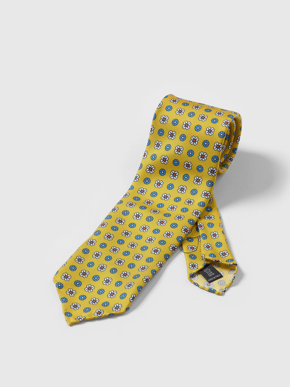 黃色手工絲質印花領帶
