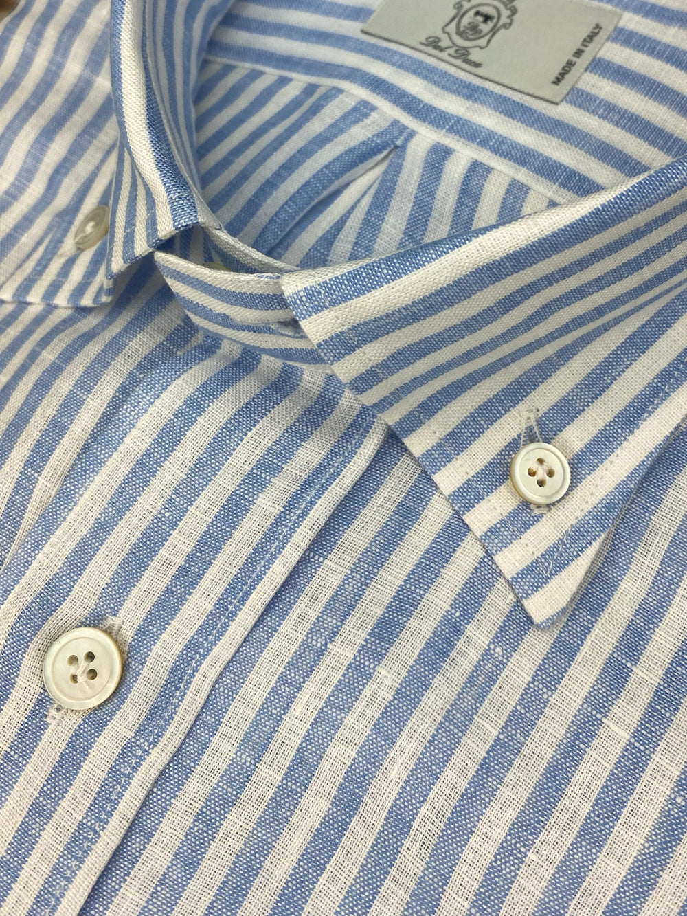 Stripped White and Light Blue Linen Shirt