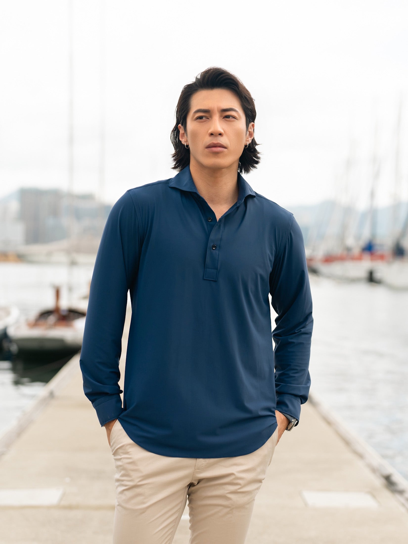 Blue Water Repellent Sailing Polo