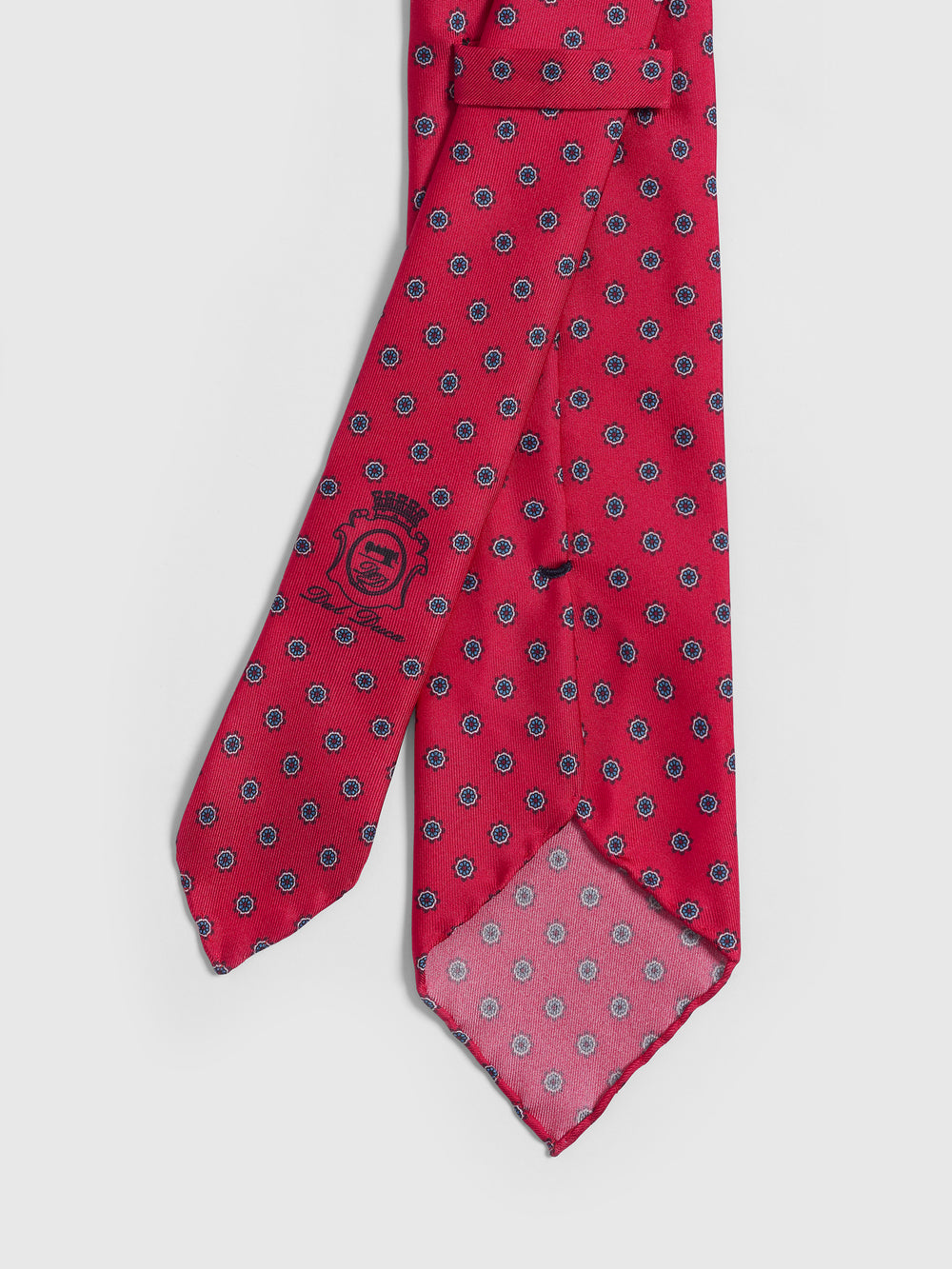 紅色幾何圖案手工絲網印刷領帶