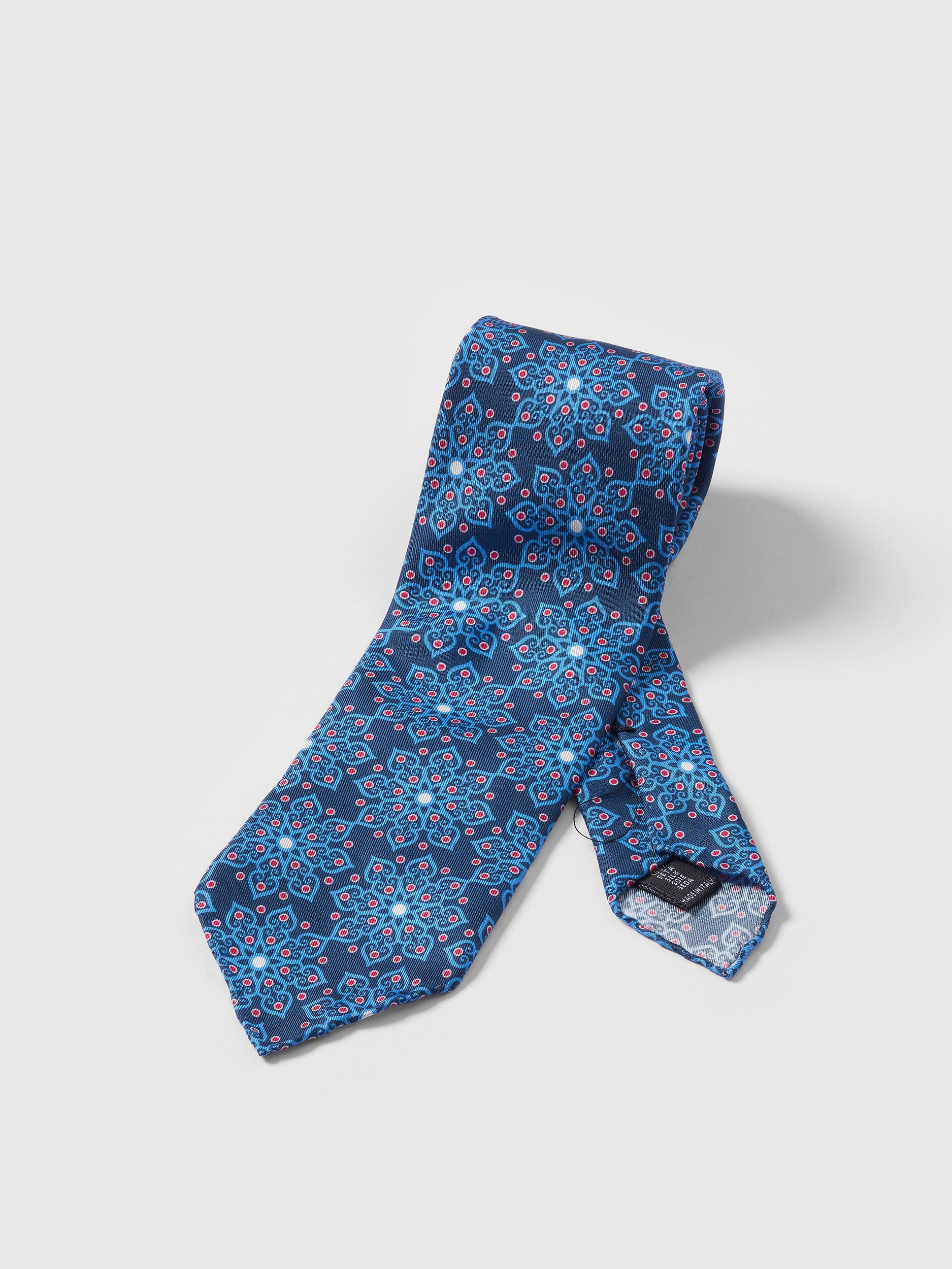 Blue Flowers Pattern Hand-Made Printed Tie