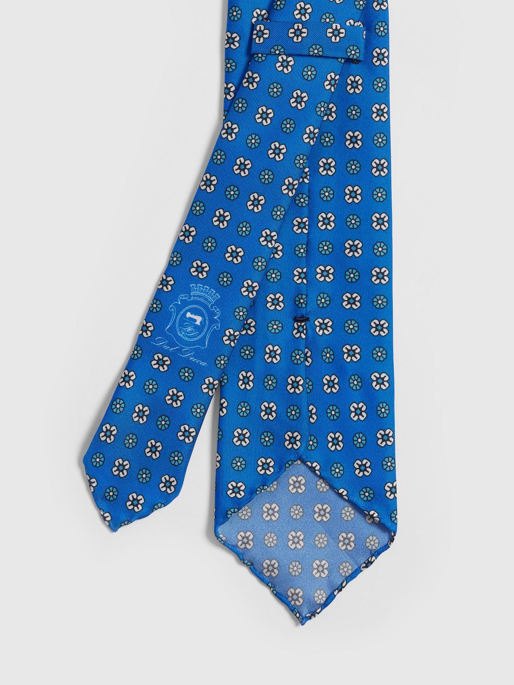 Light Blue Flower Pattern Handmade Printed Tie