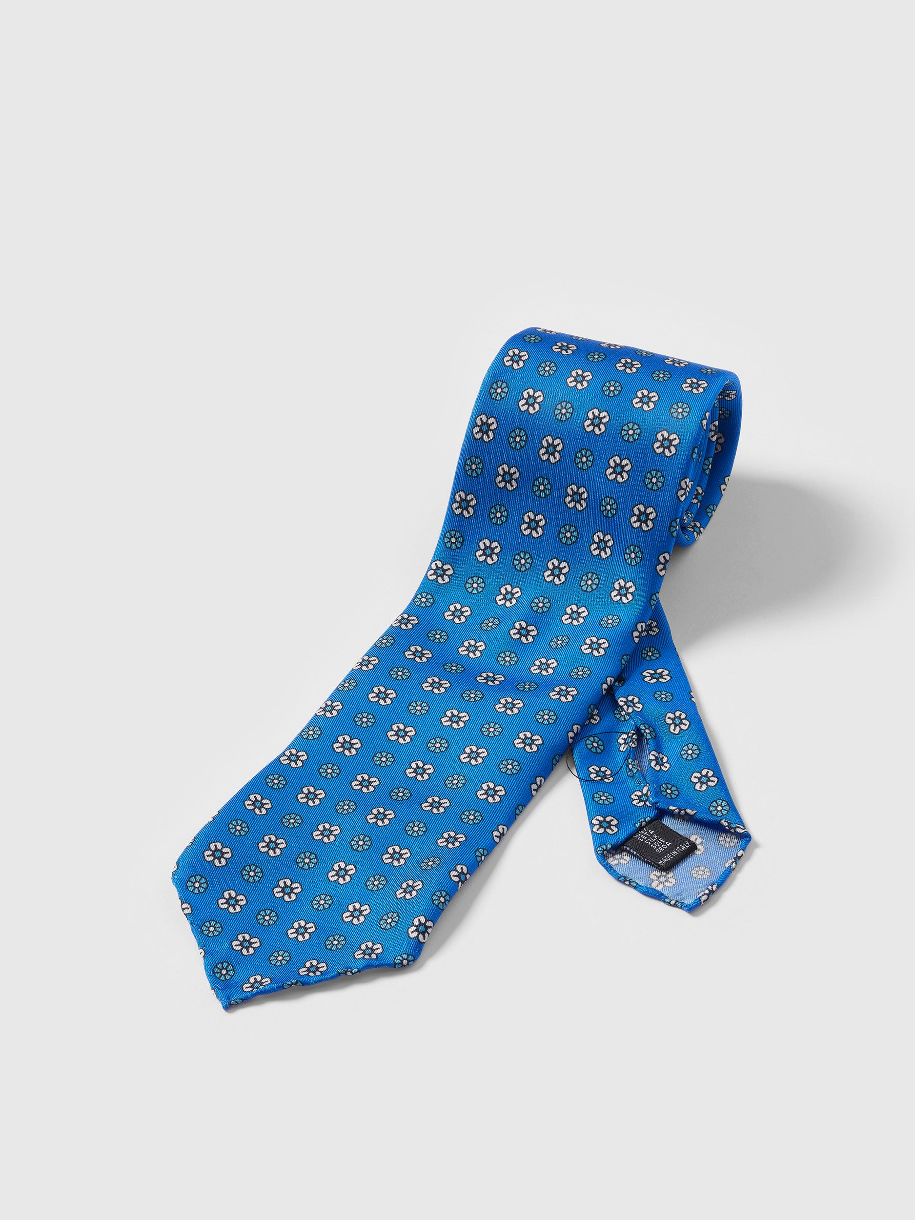 Light Blue Flower Pattern Handmade Printed Tie